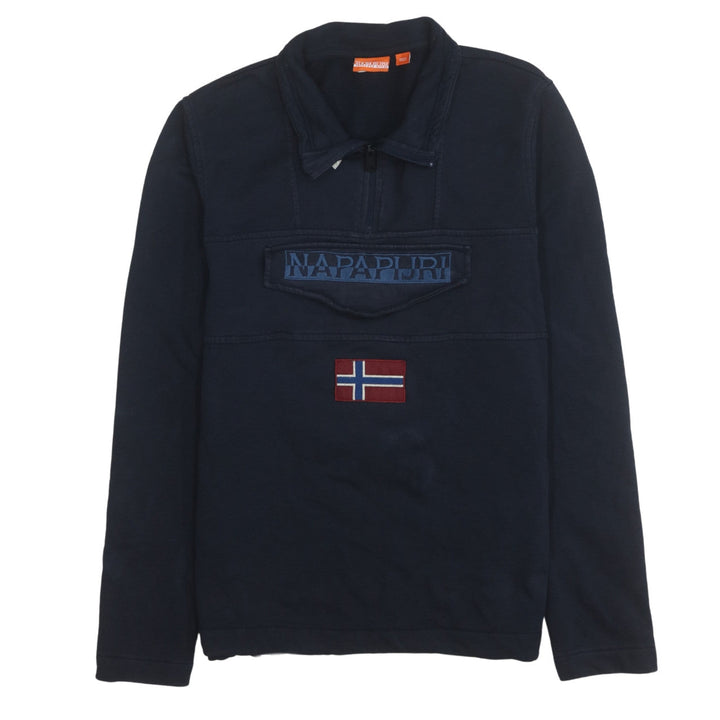Napapijri Men's Blue 1/4 Zip Pullover Sweatshirt Size S
