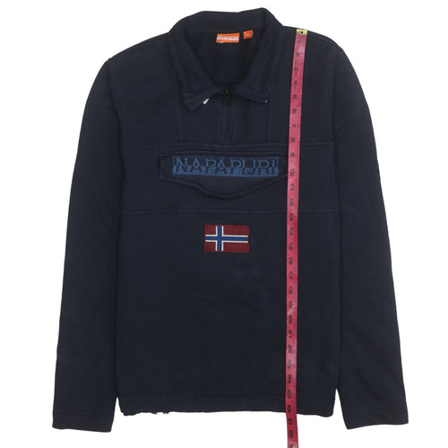 Napapijri Men's Blue 1/4 Zip Pullover Sweatshirt Size S