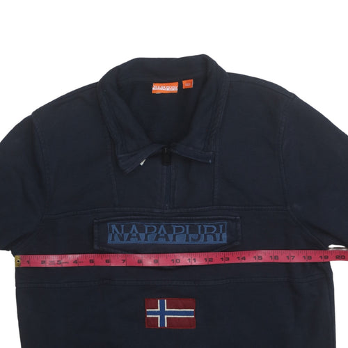 Napapijri Men's Blue 1/4 Zip Pullover Sweatshirt Size S