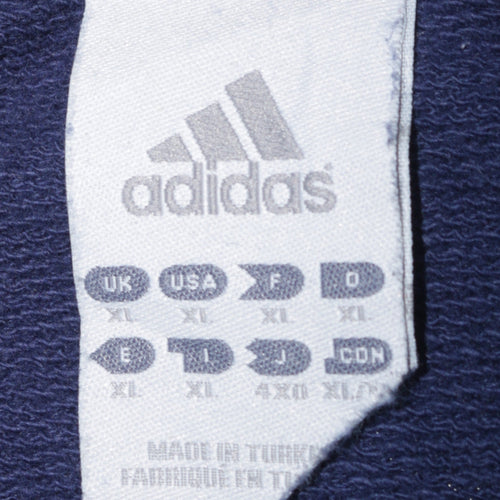 Adidas Men's Blue XL Full Zip Hoodie Sports Fleece Sweatshirt