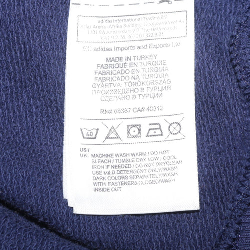 Adidas Men's Blue XL Full Zip Hoodie Sports Fleece Sweatshirt