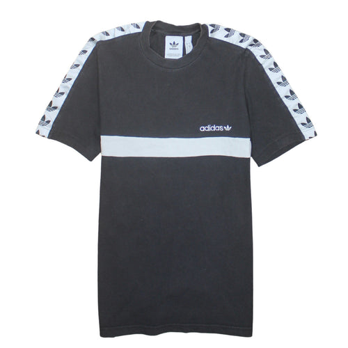 Adidas Men's Black Crew Neck Short Sleeve Stripe T-Shirt Size S