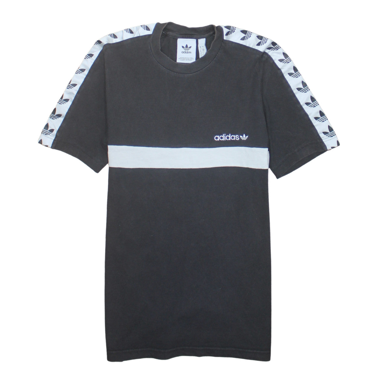 Adidas Men's Black Crew Neck Short Sleeve Stripe T-Shirt Size S