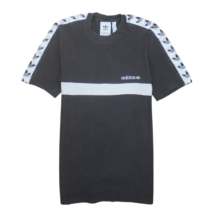 Adidas Men's Black Crew Neck Short Sleeve Stripe T-Shirt Size S