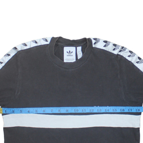 Adidas Men's Black Crew Neck Short Sleeve Stripe T-Shirt Size S