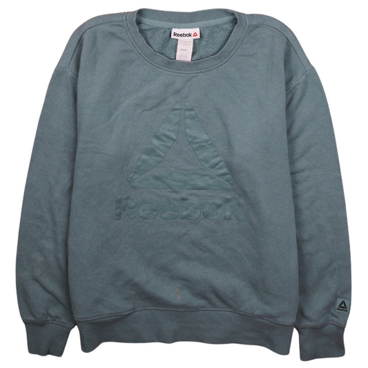 Reebok Mens Green Crew Neck Sweatshirt Size S Pullover Logo Fleece