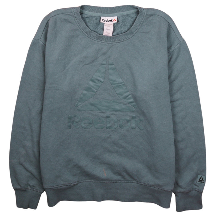 Reebok Mens Green Crew Neck Sweatshirt Size S Pullover Logo Fleece