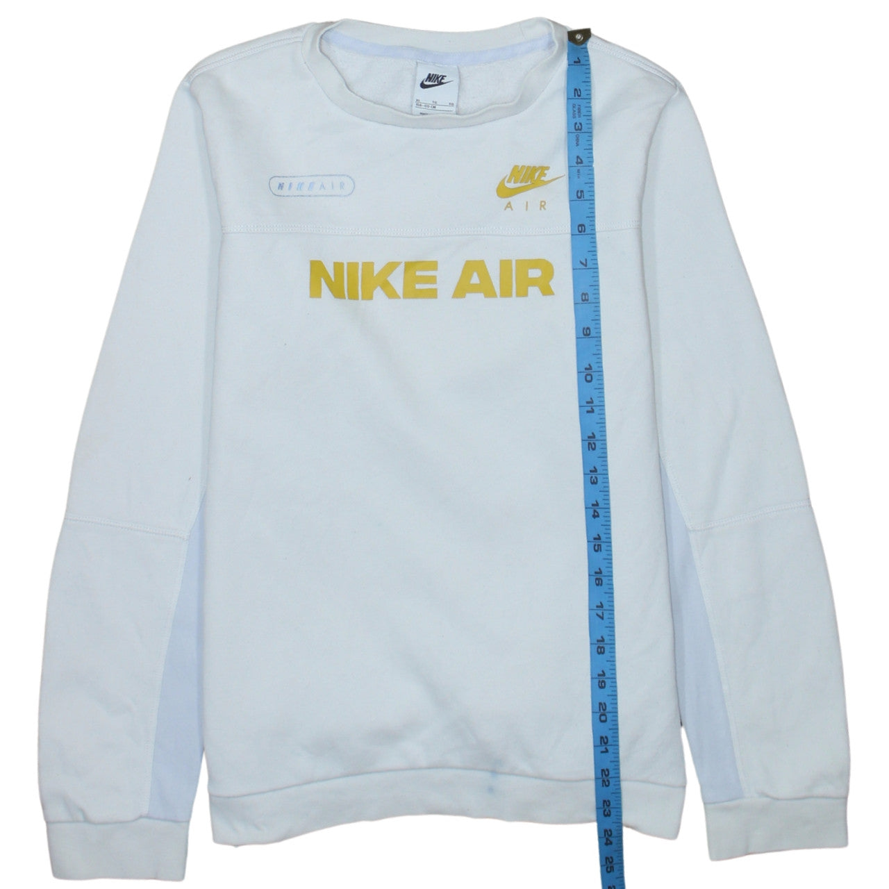 Nike Boys White Yellow Air Logo Crew Neck Sweatshirt XL 158-170cm