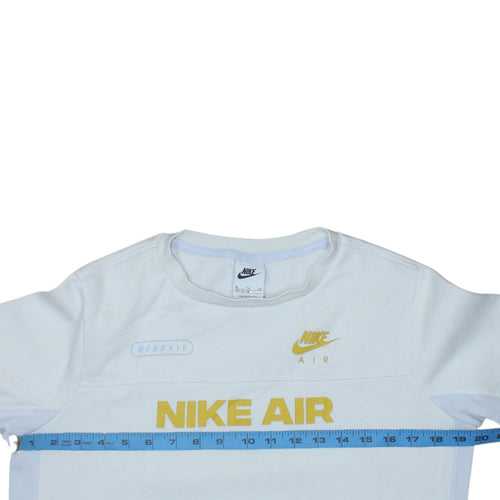 Nike Boys White Yellow Air Logo Crew Neck Sweatshirt XL 158-170cm