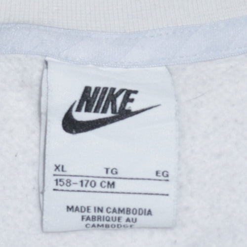 Nike Boys White Yellow Air Logo Crew Neck Sweatshirt XL 158-170cm