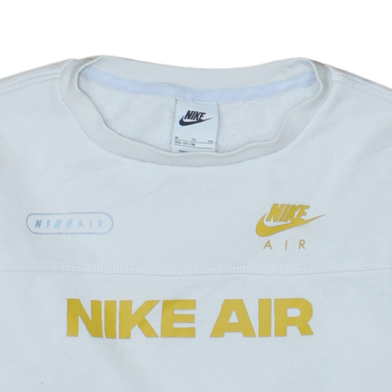 Nike Boys White Yellow Air Logo Crew Neck Sweatshirt XL 158-170cm
