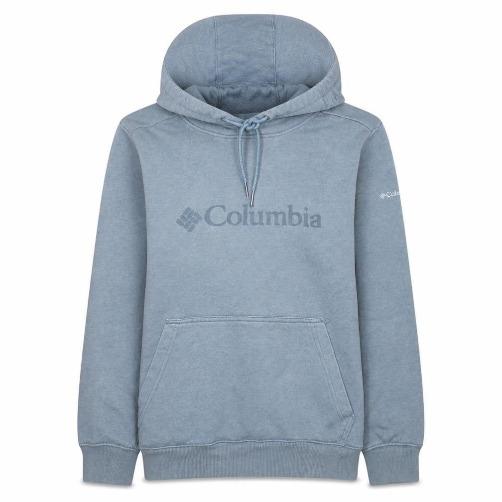 Front view of Columbia Women's Blue Pullover Hoodie, size L, Cotton Blend Fleece