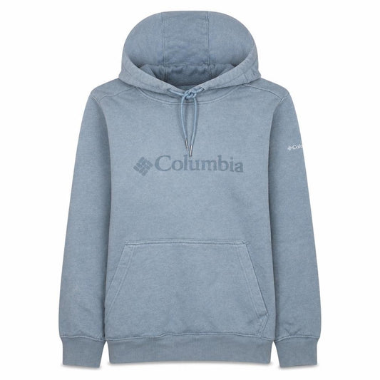 Front view of Columbia Women's Blue Pullover Hoodie, size L, Cotton Blend Fleece