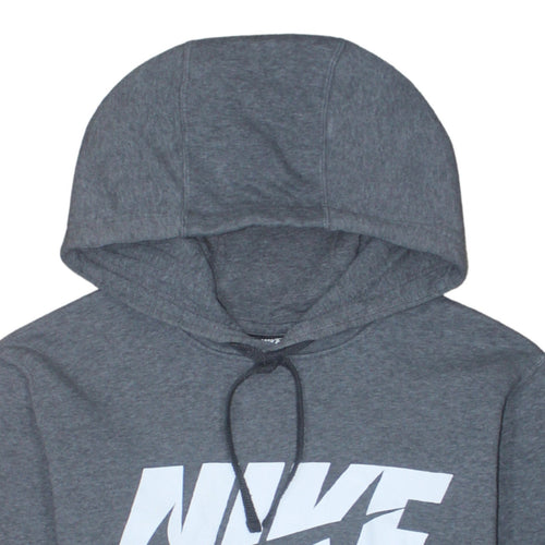 Nike Men's Grey Pullover Hoodie M Sports Logo Fleece Sweatshirt