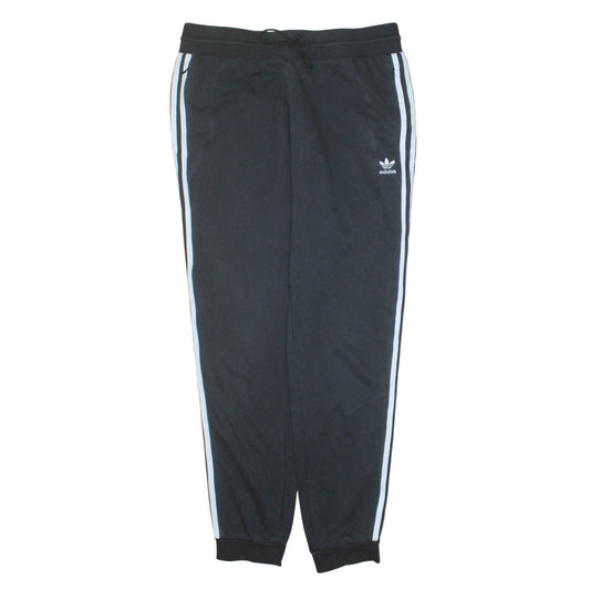 Adidas Womens Black Jogger Trousers Size L 16-18 Stripe Activewear