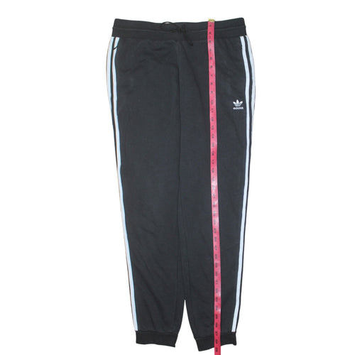 Adidas Womens Black Jogger Trousers Size L 16-18 Stripe Activewear