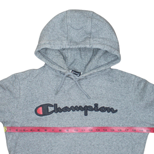 Champion Men’s Grey Pullover Hoodie Small Logo Fleece Sweatshirt