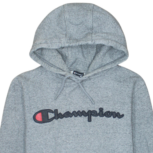 Champion Men’s Grey Pullover Hoodie Small Logo Fleece Sweatshirt