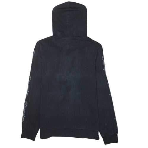 Champion Black 2XL Teens Hoodie Pullover Cotton Blend Logo Sleeve Print