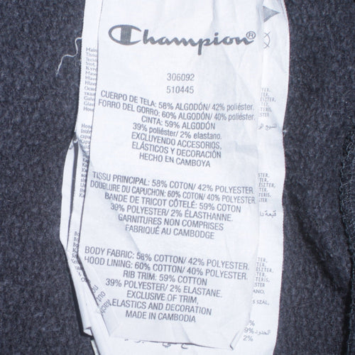 Champion Black 2XL Teens Hoodie Pullover Cotton Blend Logo Sleeve Print