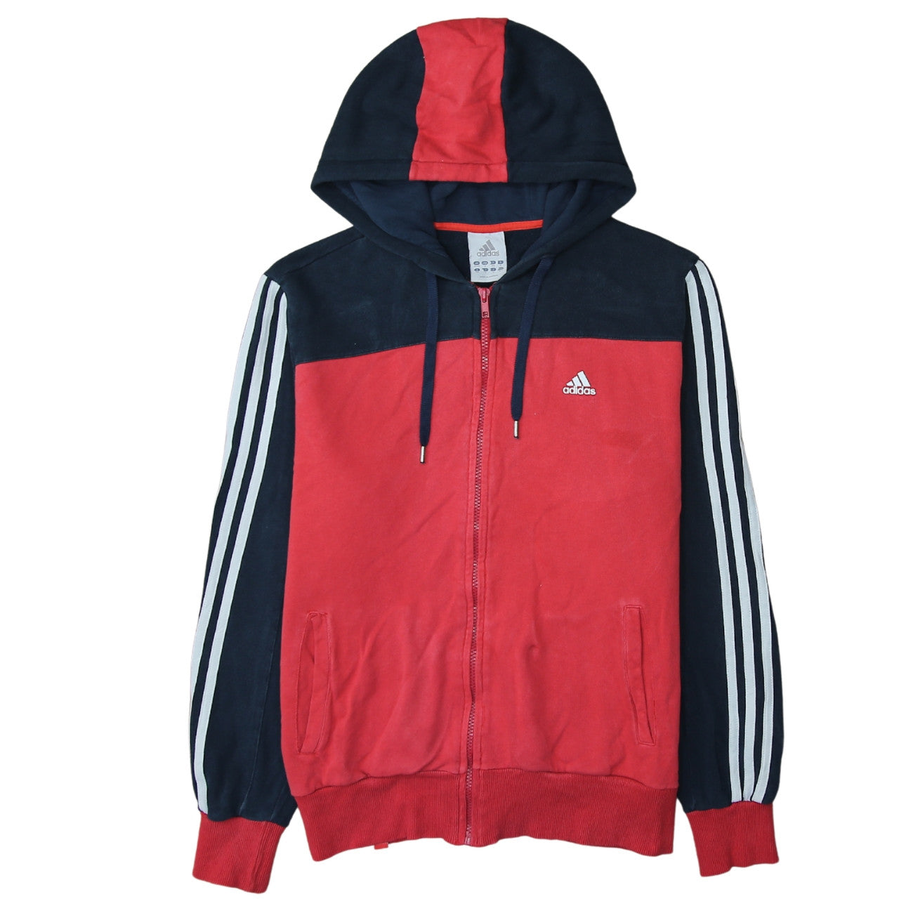 Adidas Men's Red & Navy Full Zip Hoodie Sweatshirt Size M