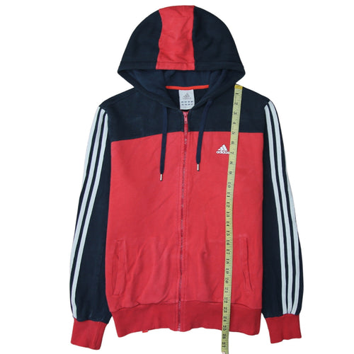 Adidas Men's Red & Navy Full Zip Hoodie Sweatshirt Size M