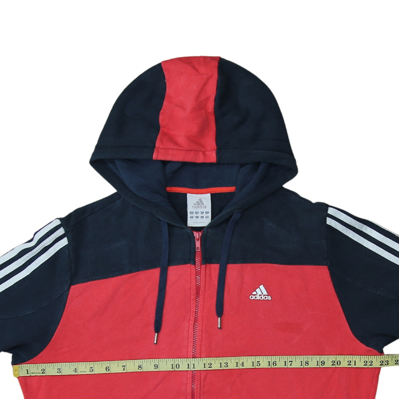 Adidas Men's Red & Navy Full Zip Hoodie Sweatshirt Size M