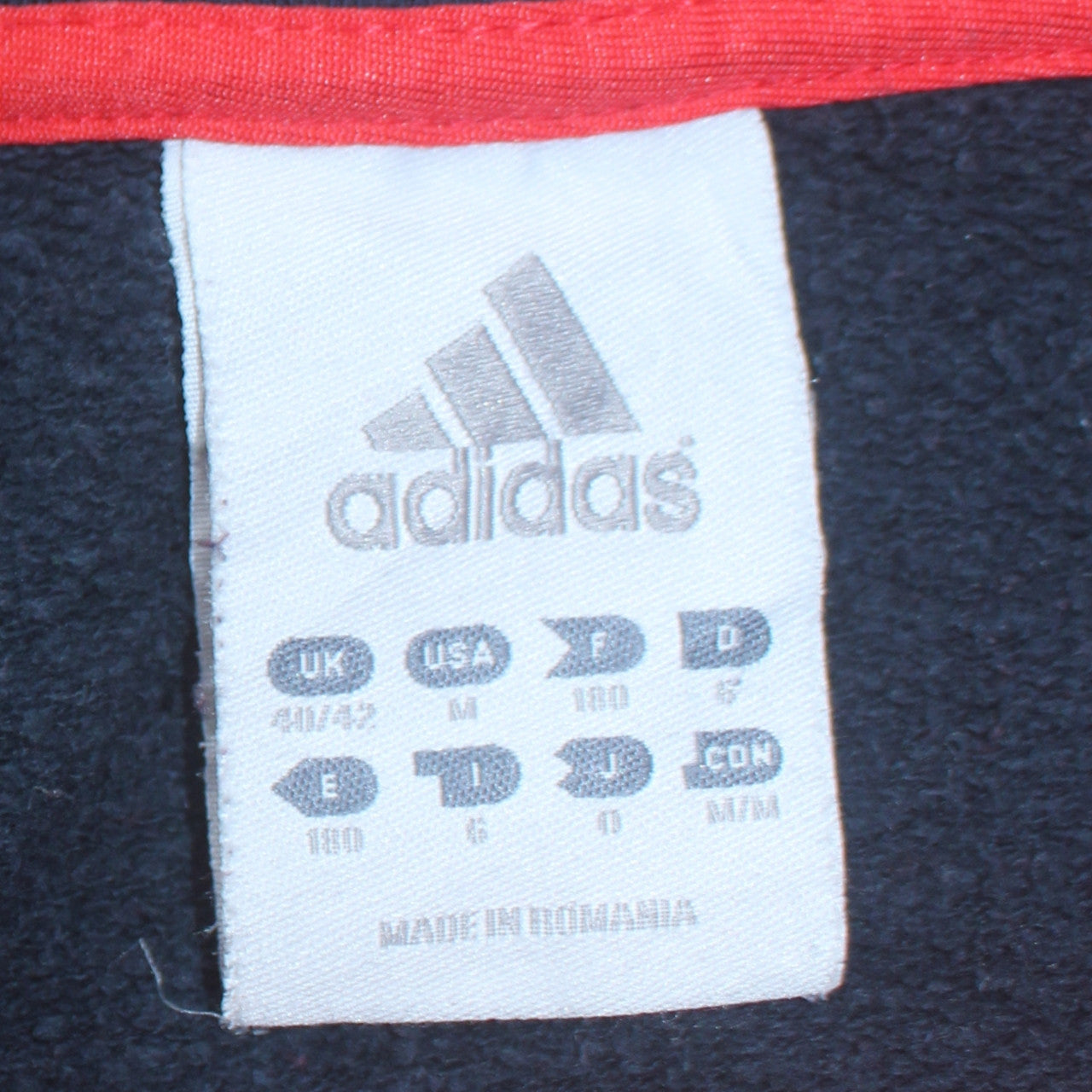 Adidas Men's Red & Navy Full Zip Hoodie Sweatshirt Size M