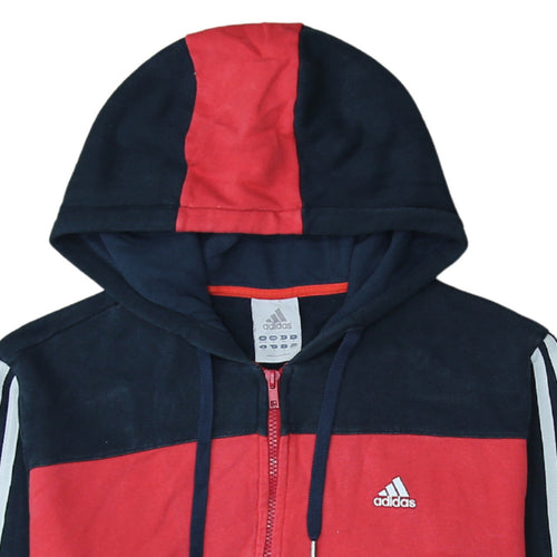 Adidas Men's Red & Navy Full Zip Hoodie Sweatshirt Size M