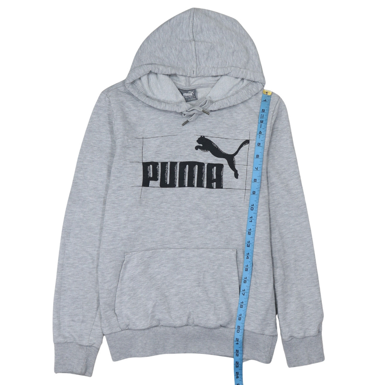 Puma Womens Grey Hoodie Large Pullover Logo Cotton Blend Casual