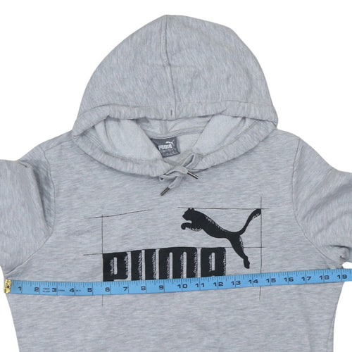 Puma Womens Grey Hoodie Large Pullover Logo Cotton Blend Casual
