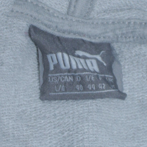 Puma Womens Grey Hoodie Large Pullover Logo Cotton Blend Casual