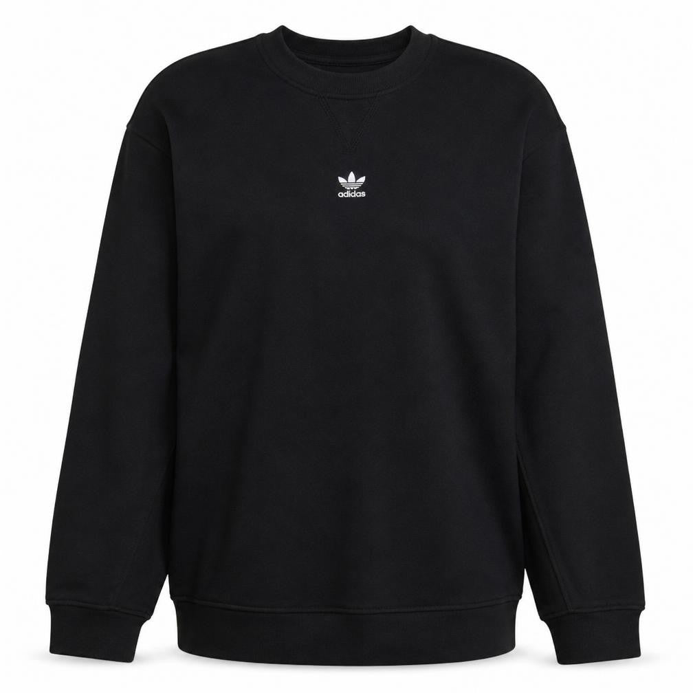 Front view of Adidas Women Black, size 10, Crew Neck Pullover Sweatshirt