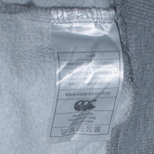 Canterbury Men's Grey Pullover Hoodie Size L Logo Fleece Sweatshirt