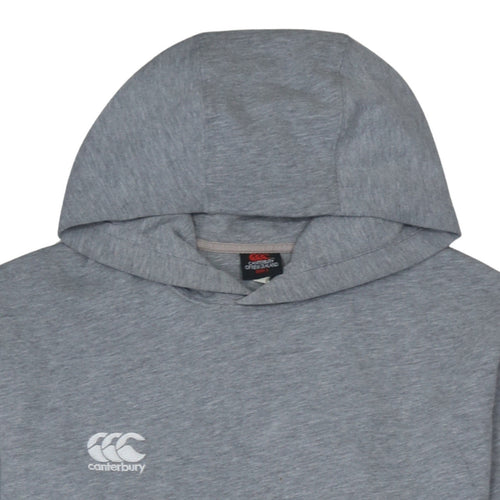 Canterbury Men's Grey Pullover Hoodie Size L Logo Fleece Sweatshirt