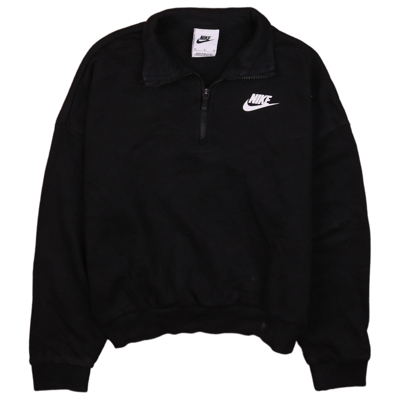 Nike Women Black Medium 1/4 Zip Pullover Sweatshirt