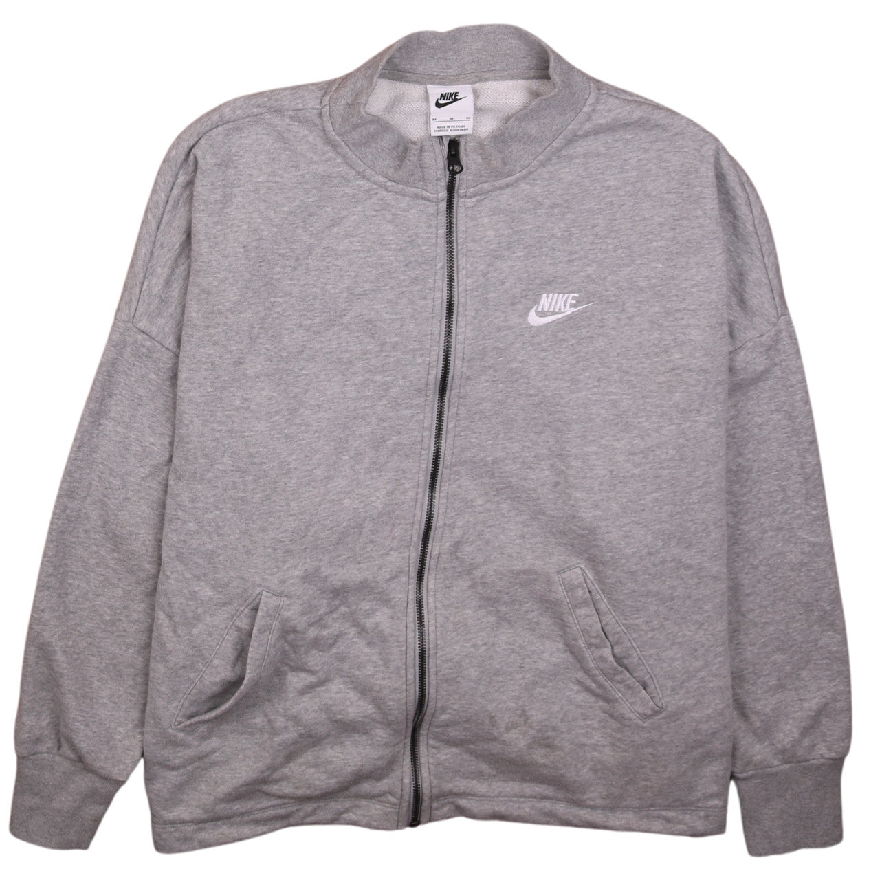 Nike Women's Grey Full Zip Sweatshirt Hoodie M - Classic Casual Style