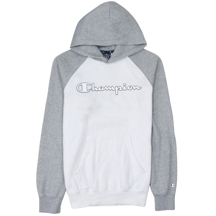 Champion Men's Grey White Pullover Hoodie Medium Logo Sports Cotton