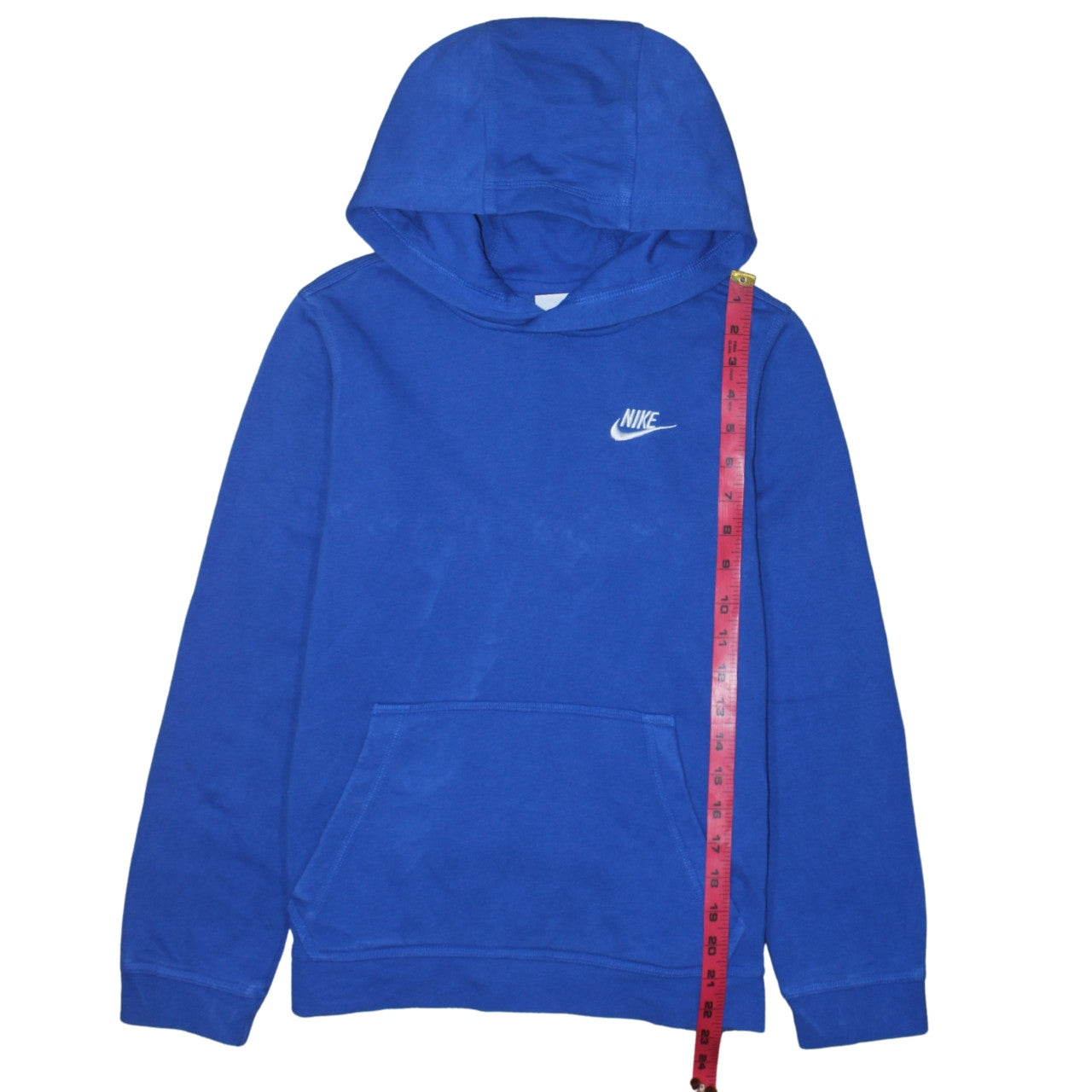 Nike Blue Pullover Hoodie Teens L Logo Cotton Blend Fleece