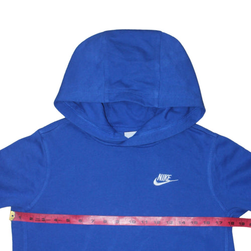 Nike Blue Pullover Hoodie Teens L Logo Cotton Blend Fleece