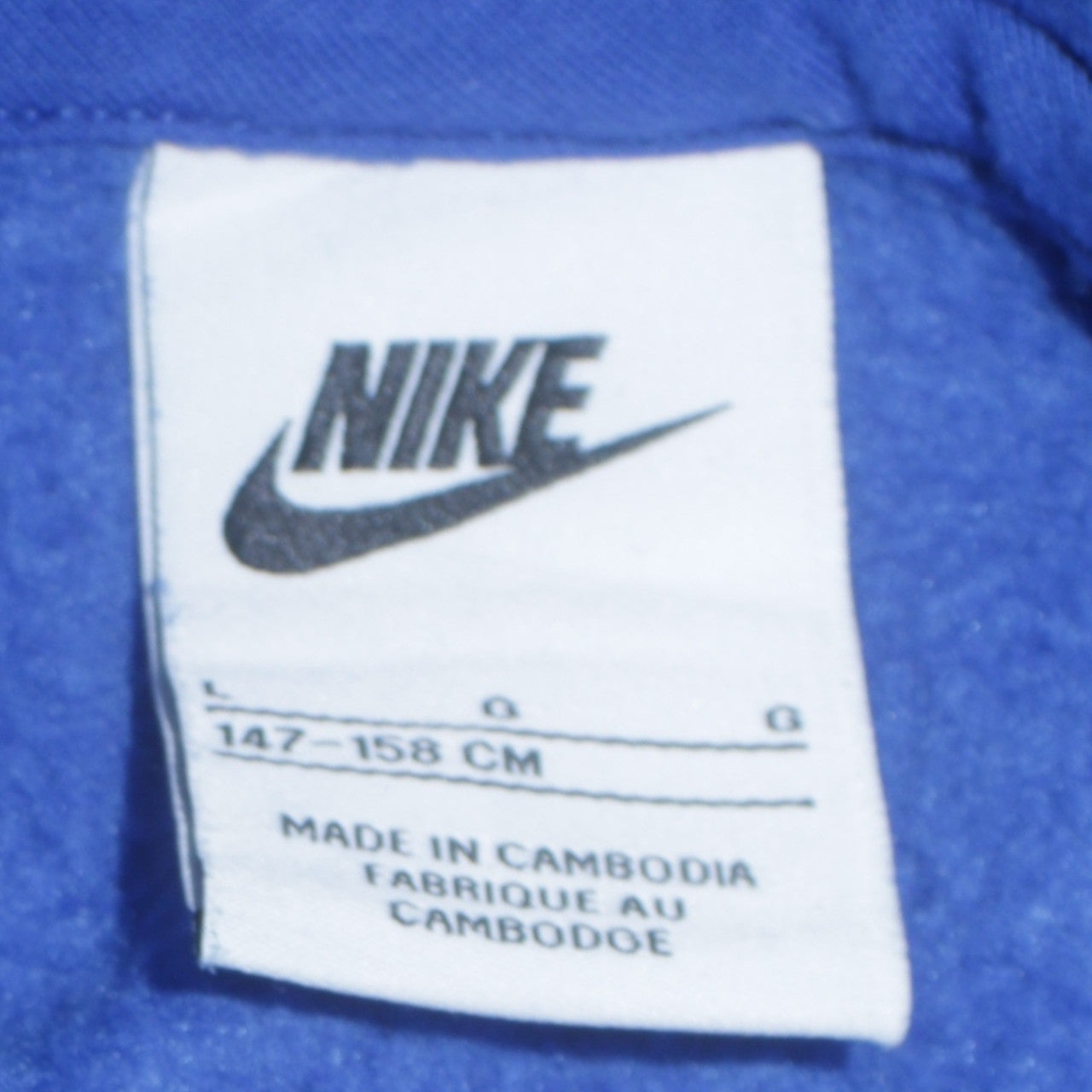 Nike Blue Pullover Hoodie Teens L Logo Cotton Blend Fleece