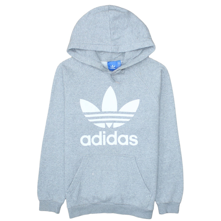 adidas Mens Grey Pullover Hoodie M Logo Fleece Sweatshirt