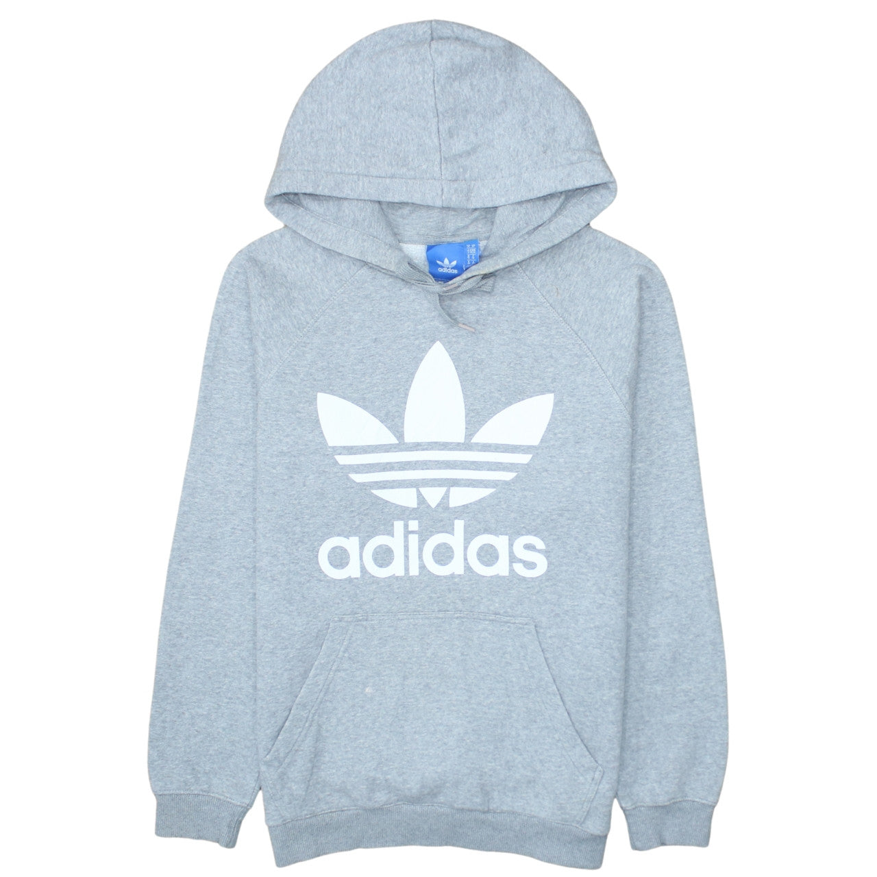 adidas Mens Grey Pullover Hoodie M Logo Fleece Sweatshirt