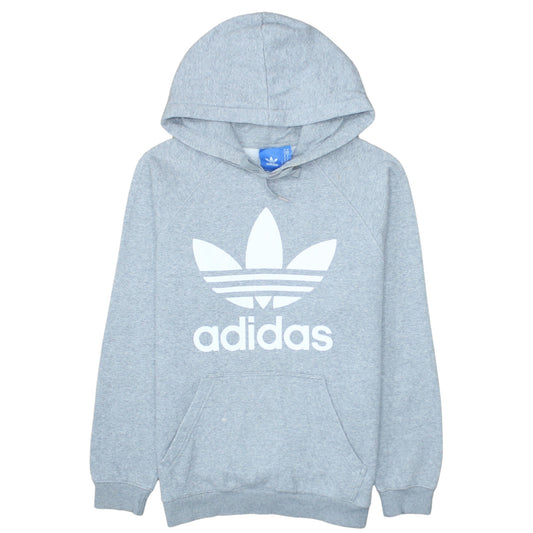adidas Mens Grey Pullover Hoodie M Logo Fleece Sweatshirt