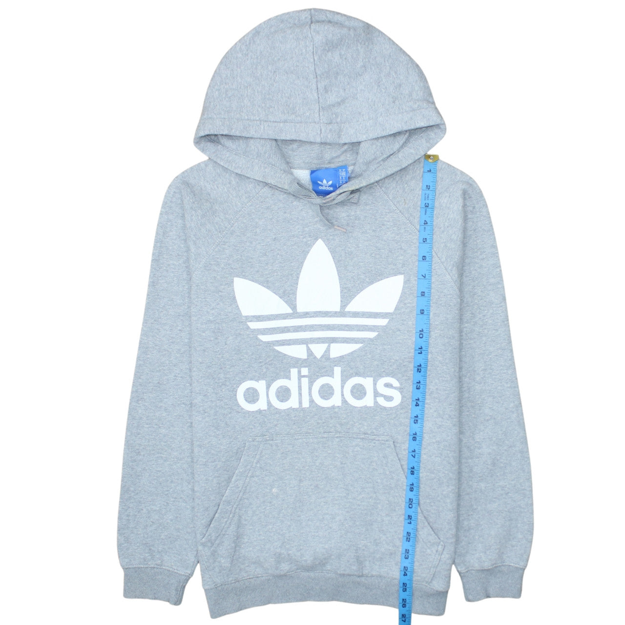 adidas Mens Grey Pullover Hoodie M Logo Fleece Sweatshirt