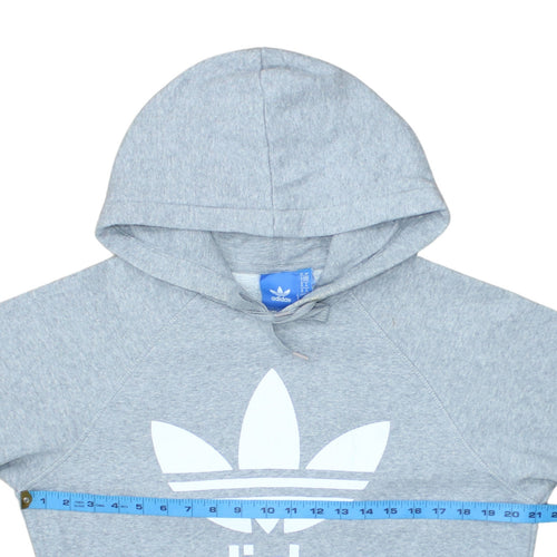 adidas Mens Grey Pullover Hoodie M Logo Fleece Sweatshirt