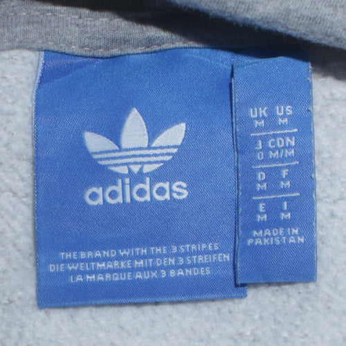 adidas Mens Grey Pullover Hoodie M Logo Fleece Sweatshirt