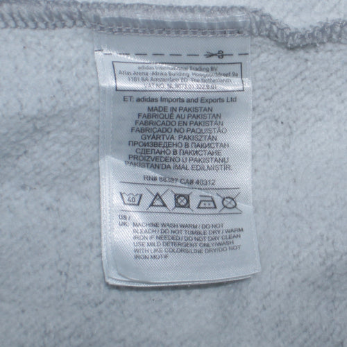 adidas Mens Grey Pullover Hoodie M Logo Fleece Sweatshirt