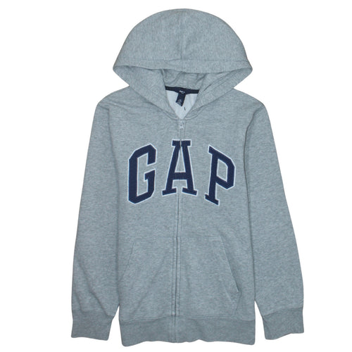 GapKids Boys Grey Full Zip Hoodie Size 12 Years Cotton Blend Logo Design