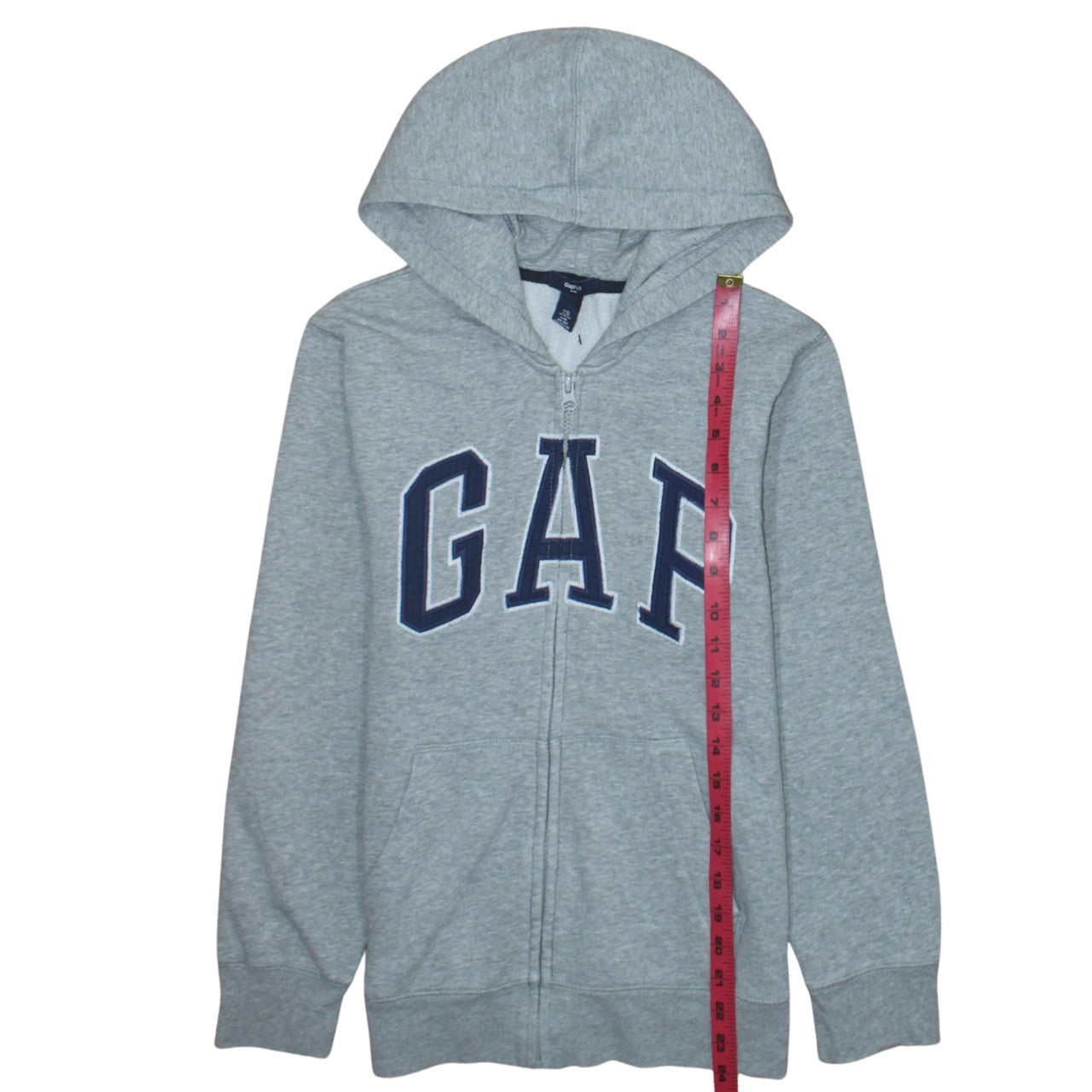 GapKids Boys Grey Full Zip Hoodie Size 12 Years Cotton Blend Logo Design